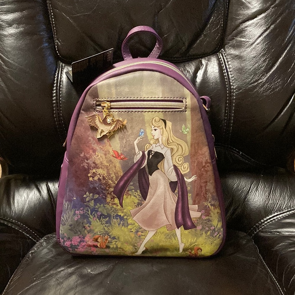 Loungefly Sleeping Beauty princess Aurora Rose mini backpack w/forest animals